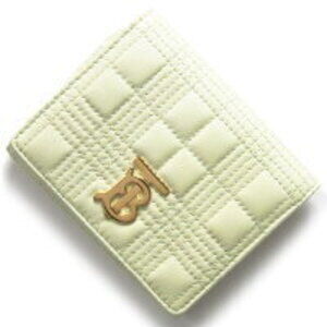 Burberry Lola Compact Tri fold Wallet Quilted Check Pistachio Green